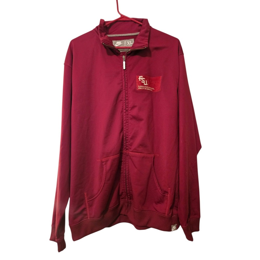 Nike Florida State University FSU Full-Zip Track Jacket Logo Patch Maroon XL